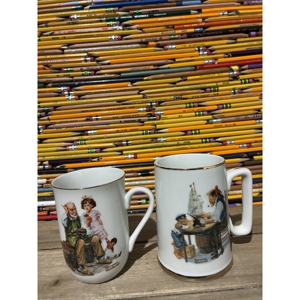 Lot Of 2 1980 Norman Rockwell Cups Collectibles